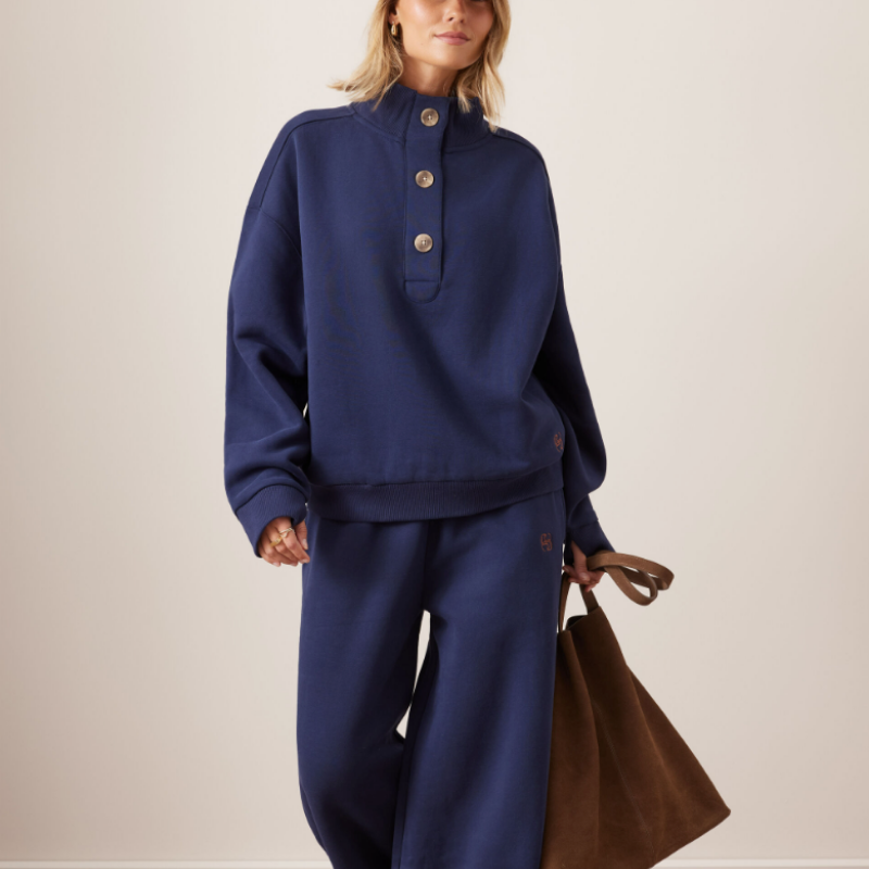 Marli Button Sweat – Heritage Navy