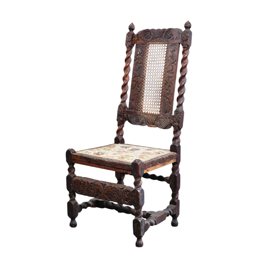 Carved Upholstered Tapestry Chair