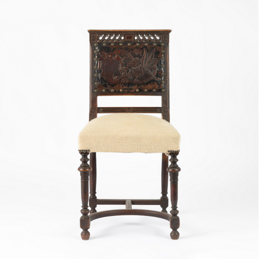 Carved Leather Back Chair