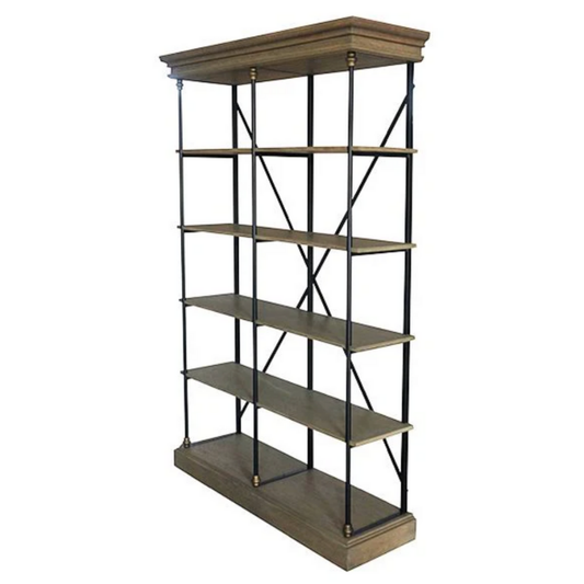 Open Oak And Iron Bookshelf