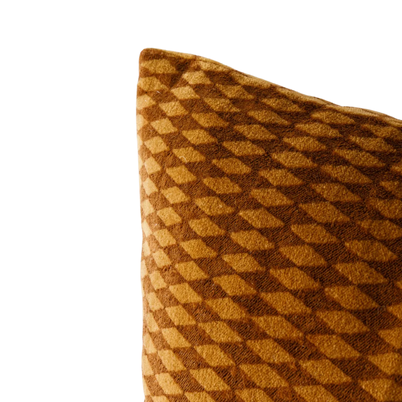 Hand Block Cushion – Tobacco Diamond