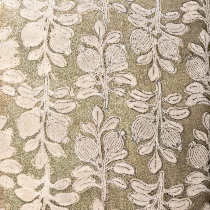 Vine Hand Block Velvet Cushion