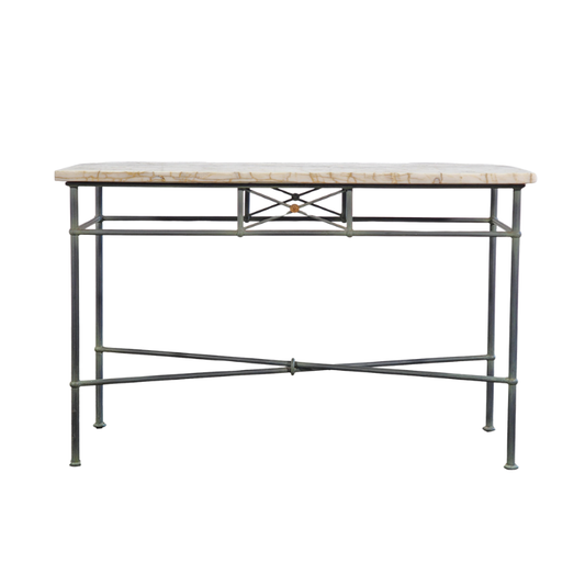 Wrought Iron And Marble Top Table