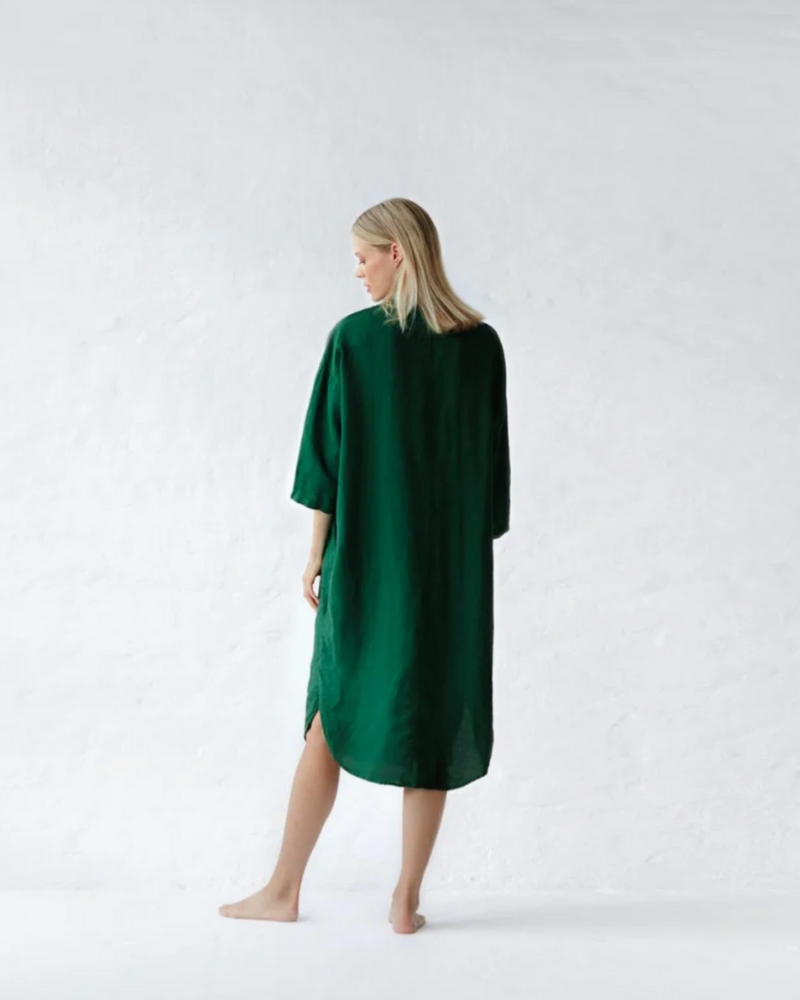 Baltic Linen Shirt Dress – Green