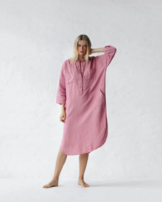 Baltic Linen Shirt Dress – Blossom Pink