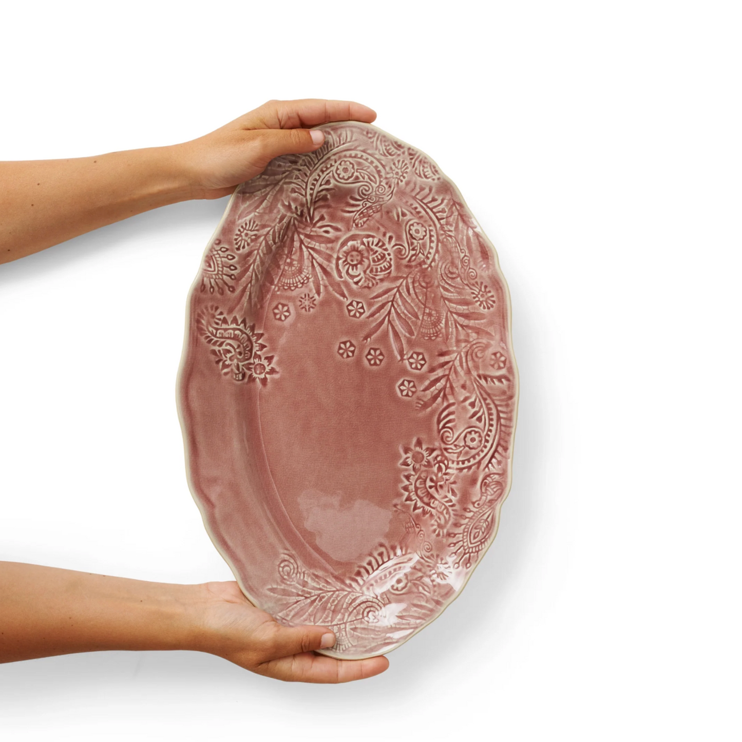 Arabesque Small Oval Server – Old Rose