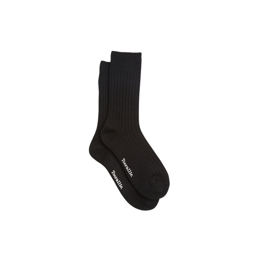 Ribbed Merino Sock - Black