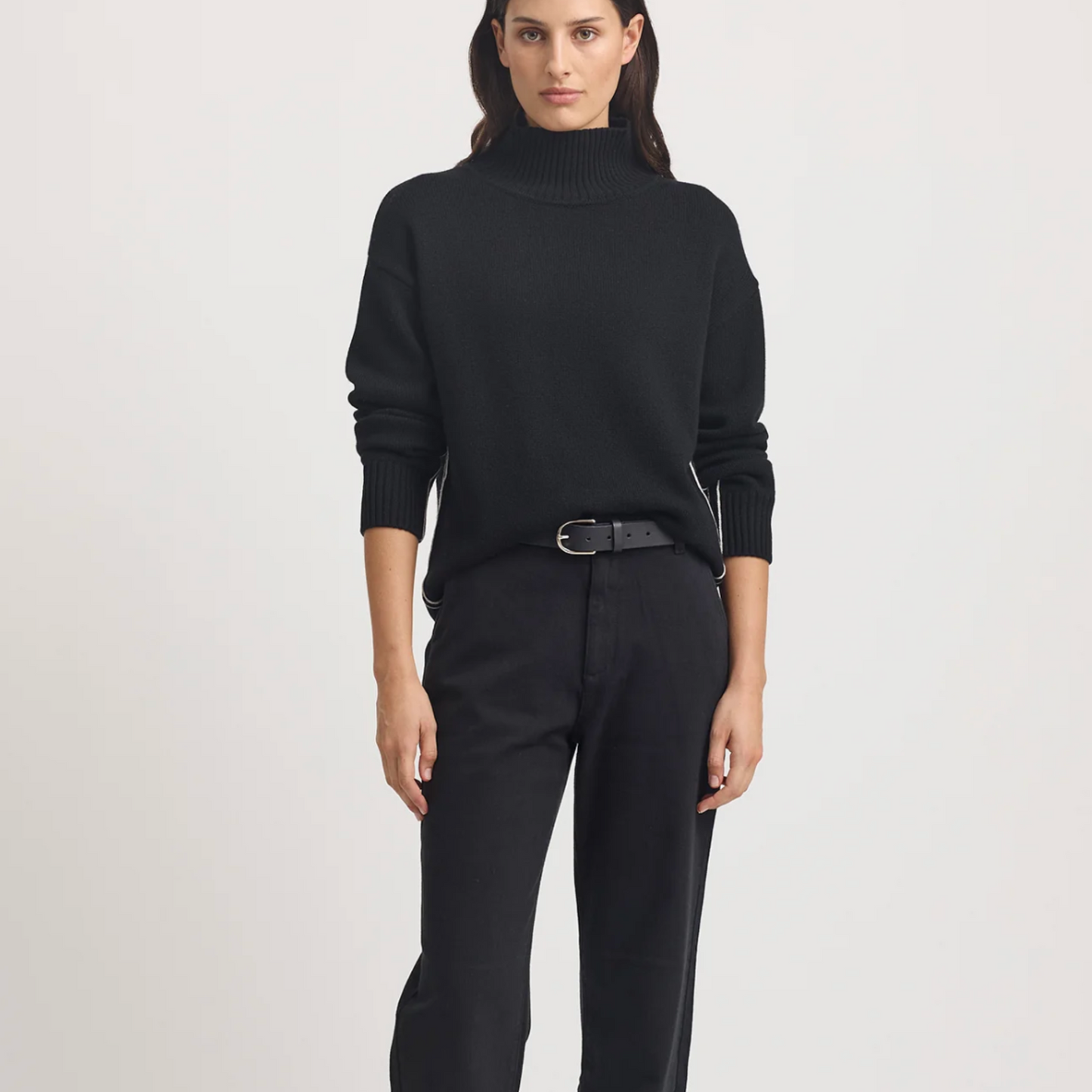 Funnel Neck Jumper – Black and White