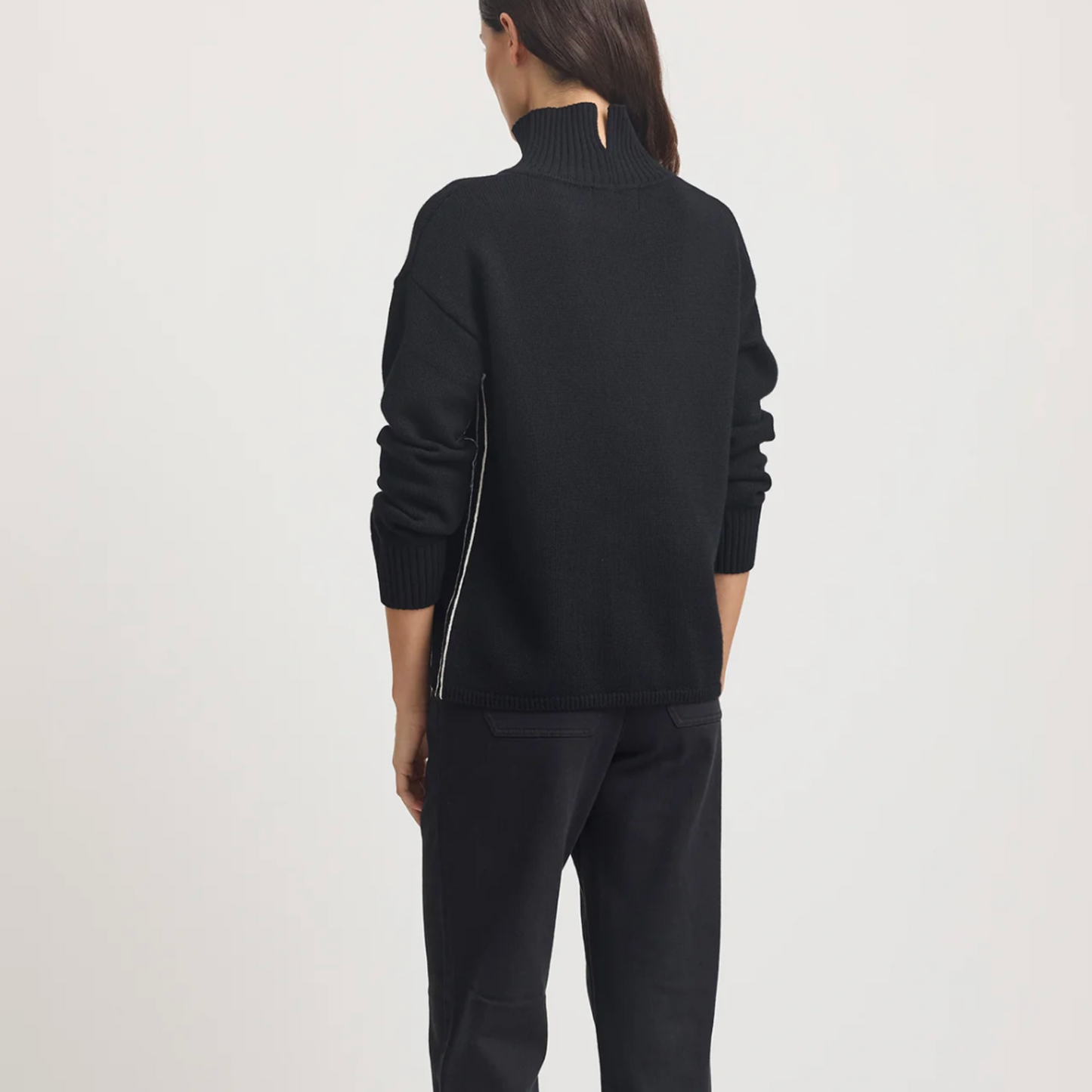 Funnel Neck Jumper – Black and White