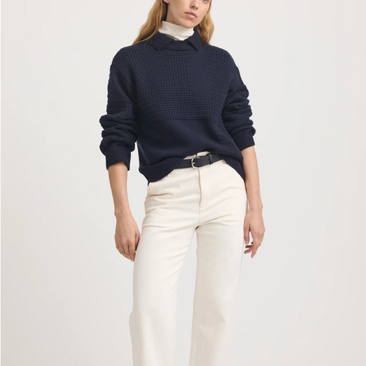 Textured Stitch Funnel – French Navy