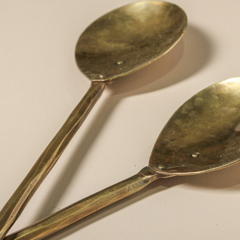 Antique Brass Salad Server