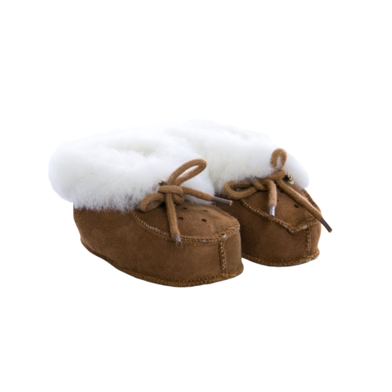 Sheepskin Baby Booties – Walnut