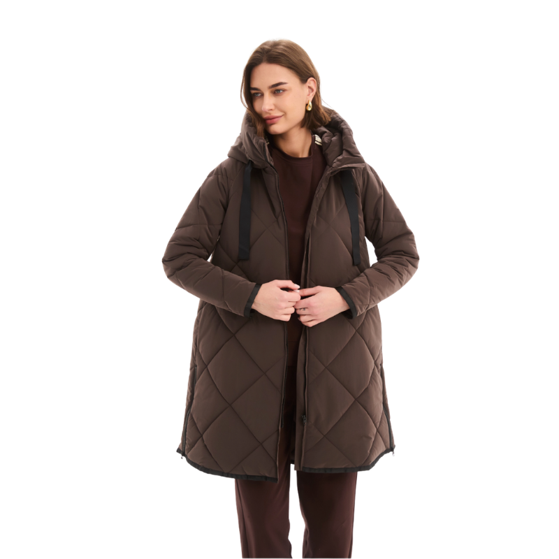 Zip Hem Coat – Brown
