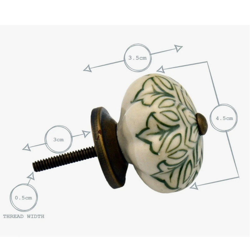 Vintage Floral Ceramic Cabinet Knob – Royal Blue