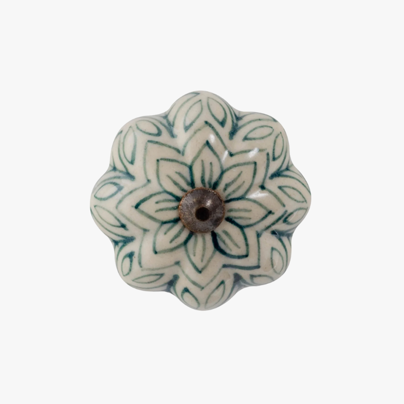 Vintage Floral Ceramic Cabinet Knob – Forest