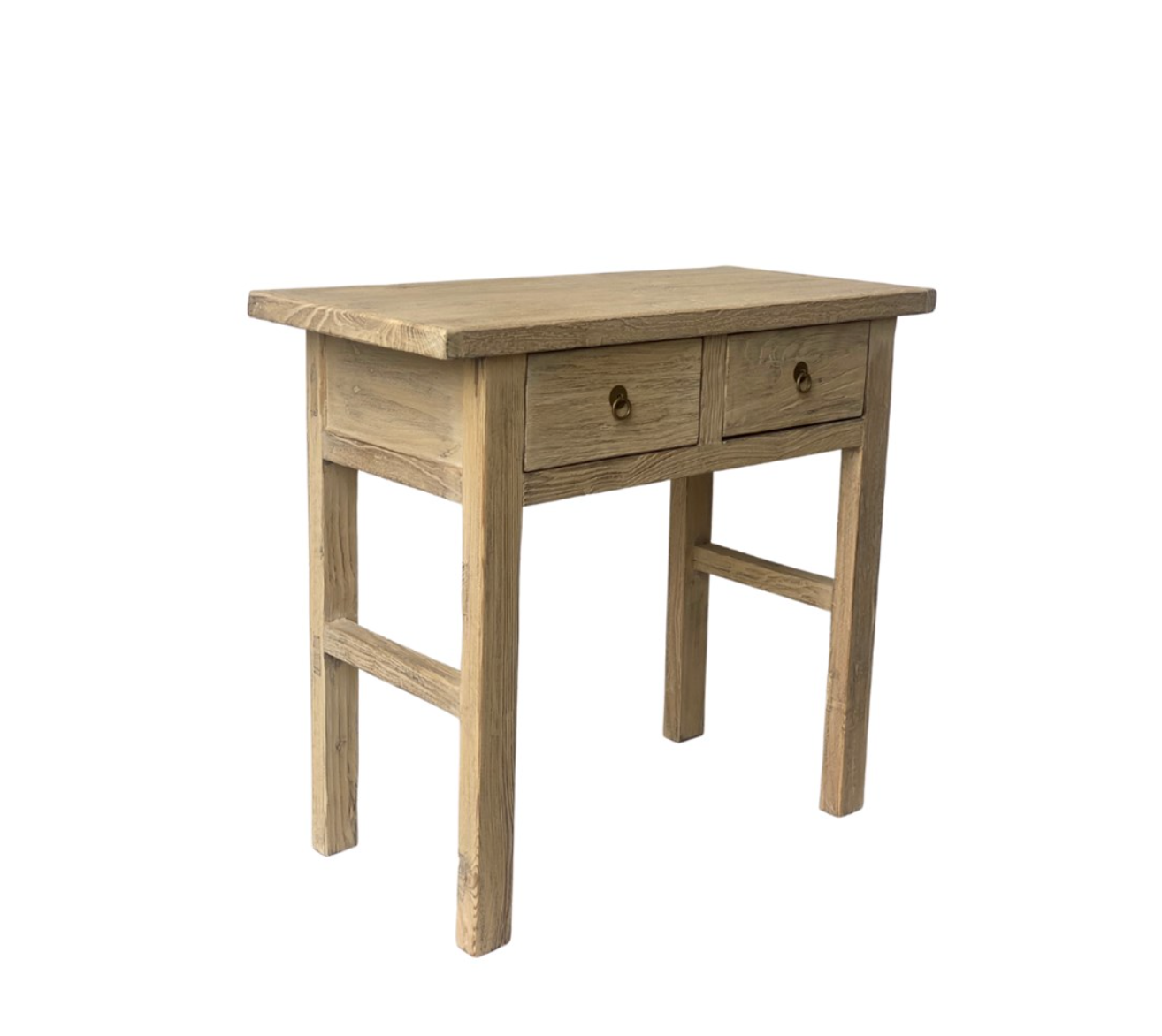 Recycled Elm Wood Two Drawer Side Table