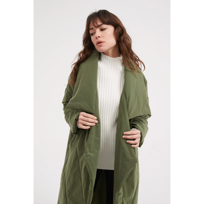 Longline Wrap Coat – Dark Olive