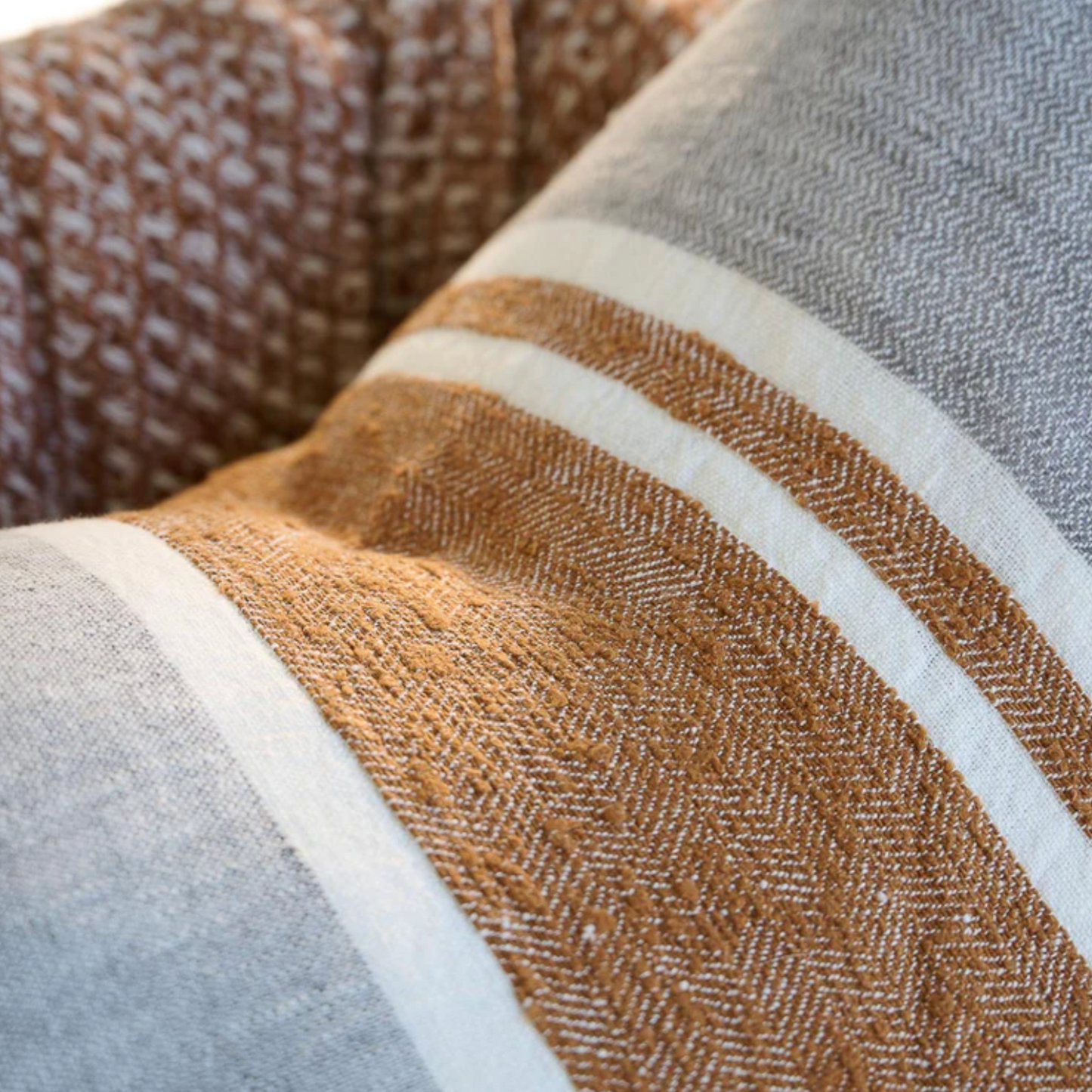 Nutmeg And Slate Stripe Cushion