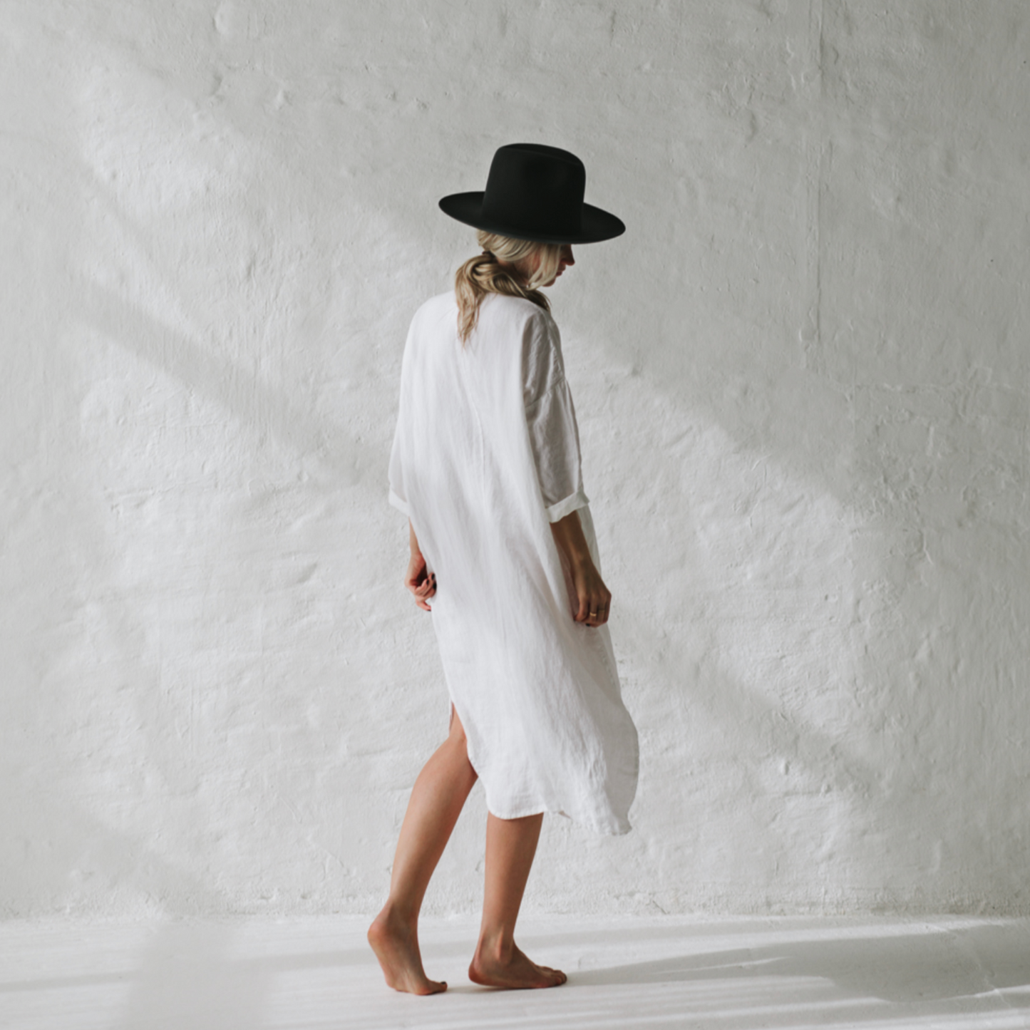 Baltic Linen Shirt Dress – White