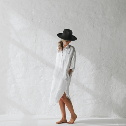 Baltic Linen Shirt Dress – White