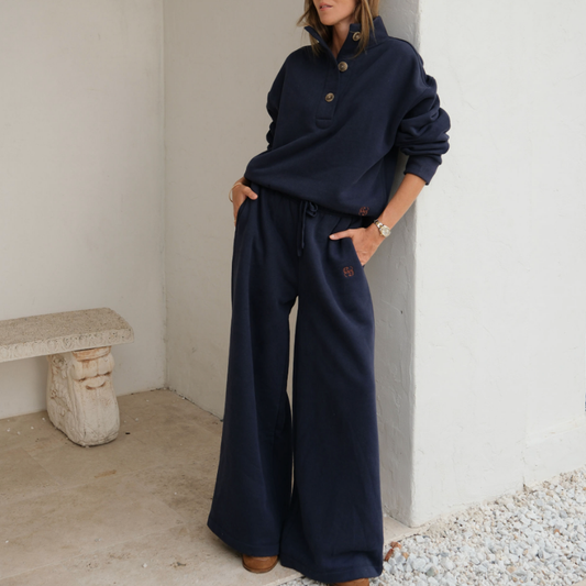 Ivy Wide Leg Trackpant – Heritage Navy