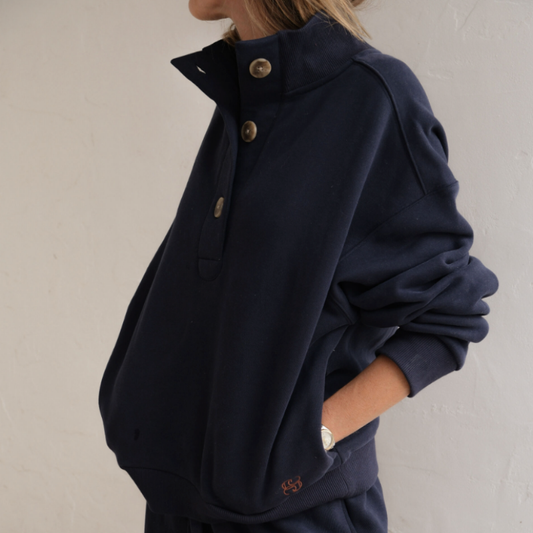Marli Button Sweat – Heritage Navy