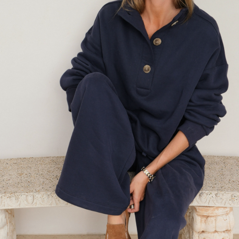 Marli Button Sweat – Heritage Navy