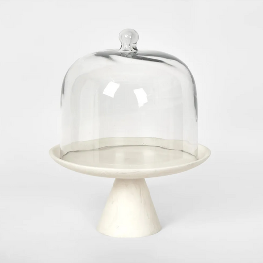 Resin Cake Stand With Glass Cloche