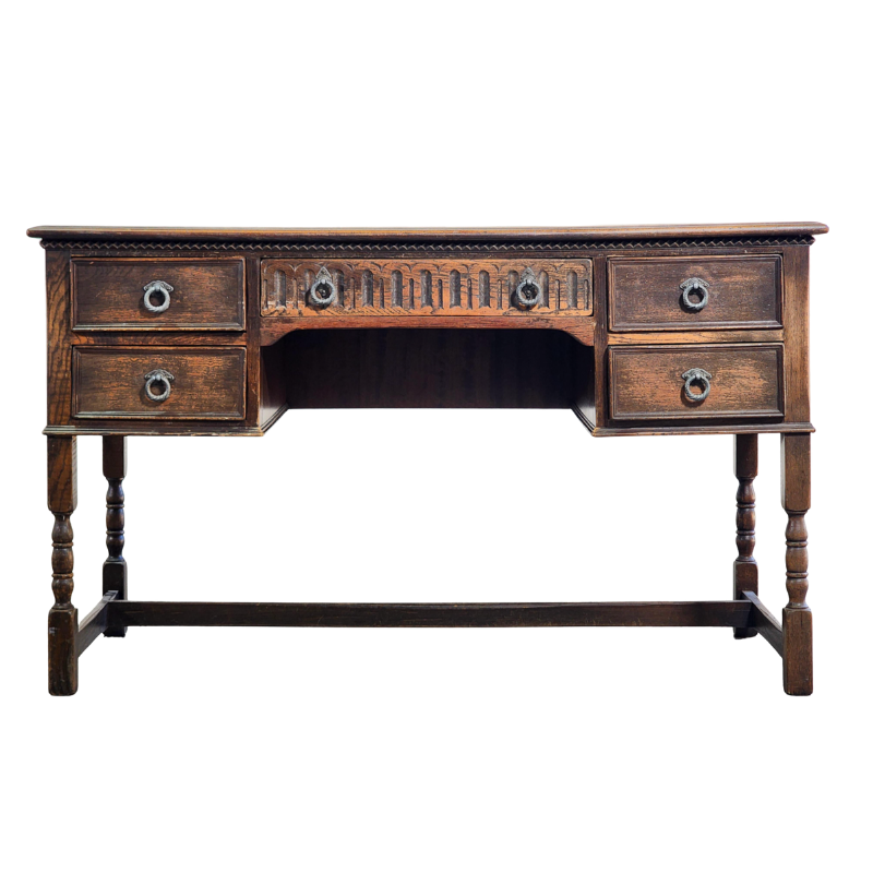 Oak 5 Drawer Desk