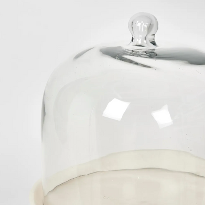 Resin Cake Stand With Glass Cloche