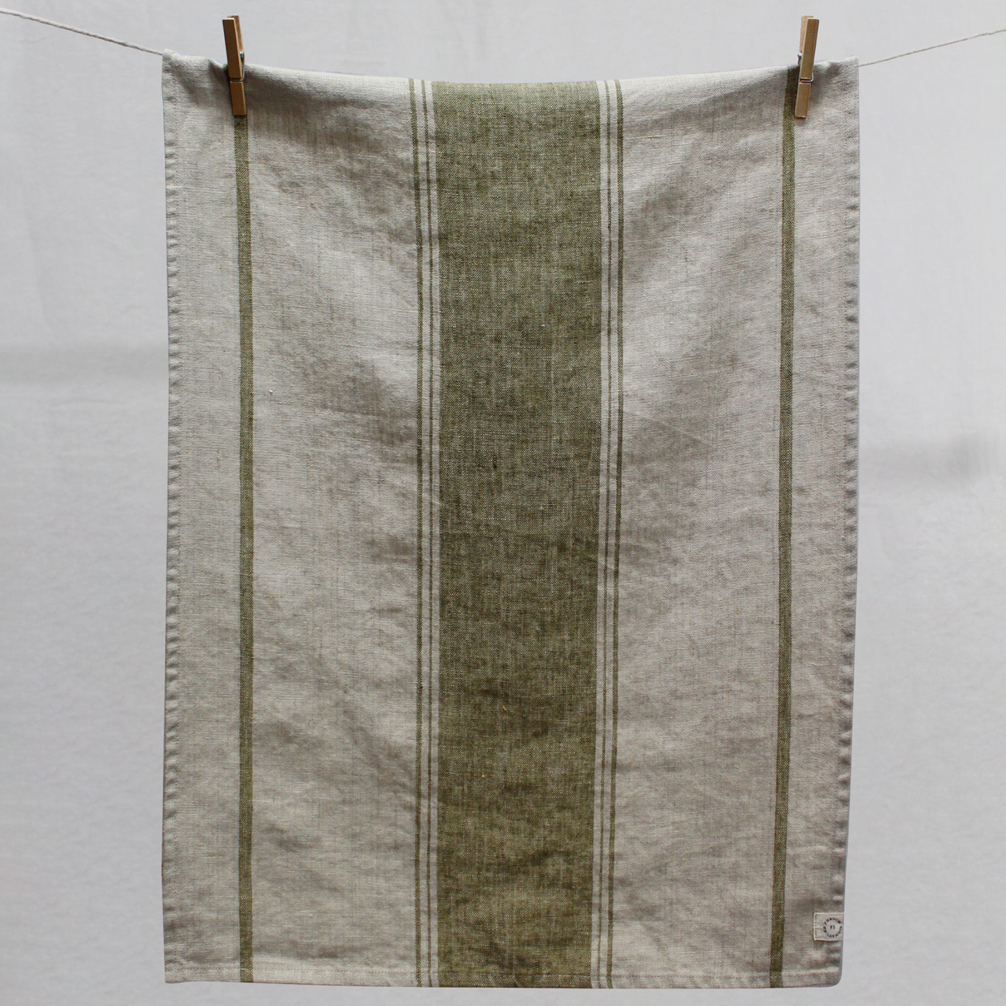 Linen Stripe Tea Towel – Natural/Khaki