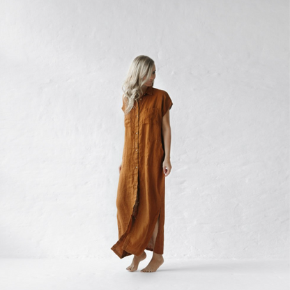 Baltic Linen Maxi Dress Mustard