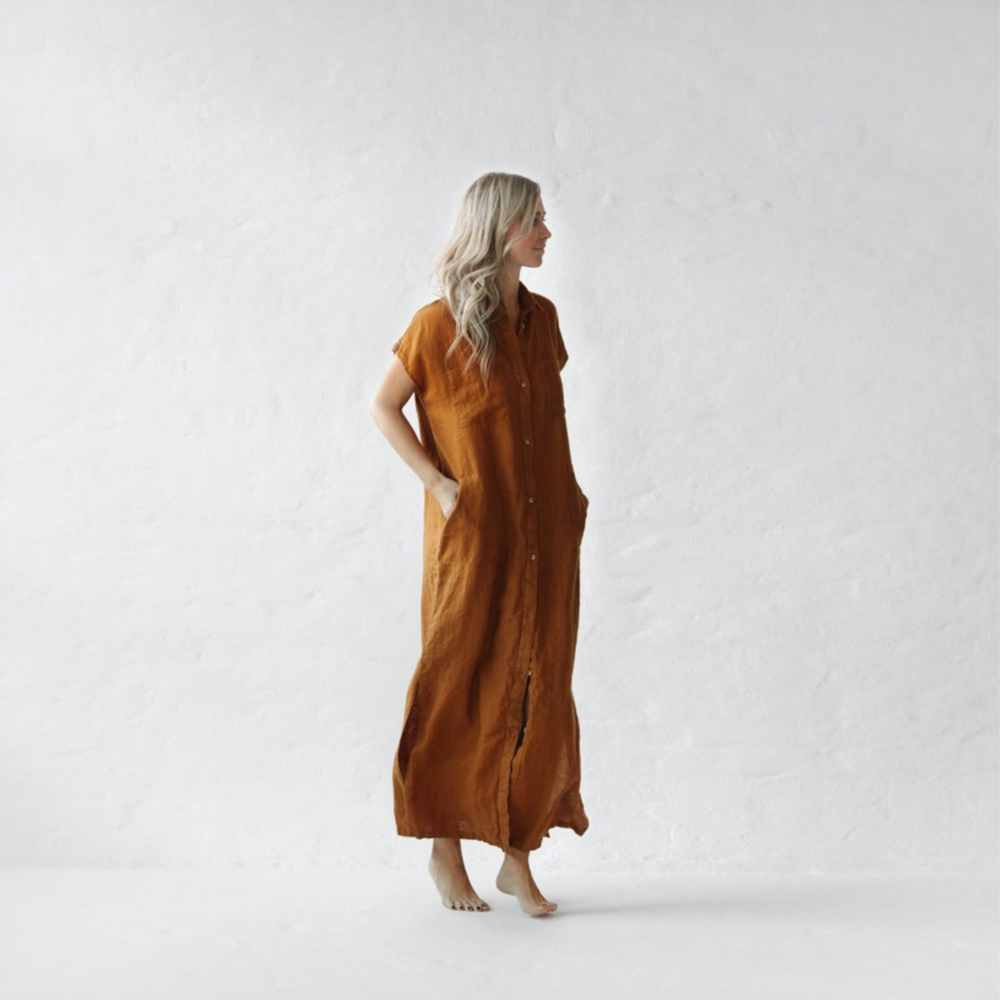 Baltic Linen Maxi Dress Mustard