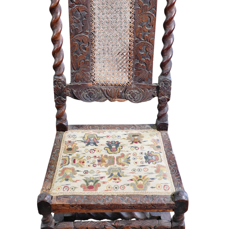 Carved Upholstered Tapestry Chair