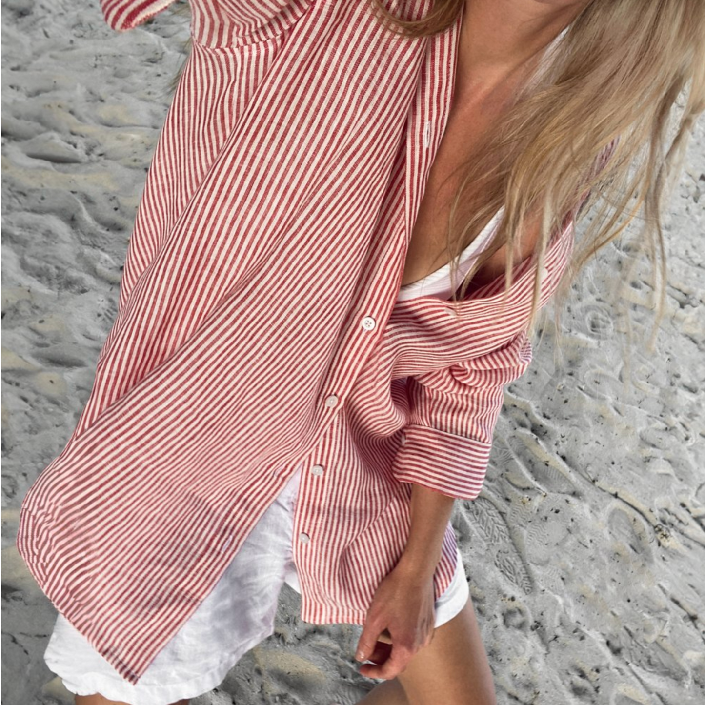 Baltic Linen Stripe Shirt – Red