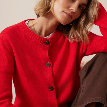 Nelly Long Sleeve Knit Cardi – Fiery Red