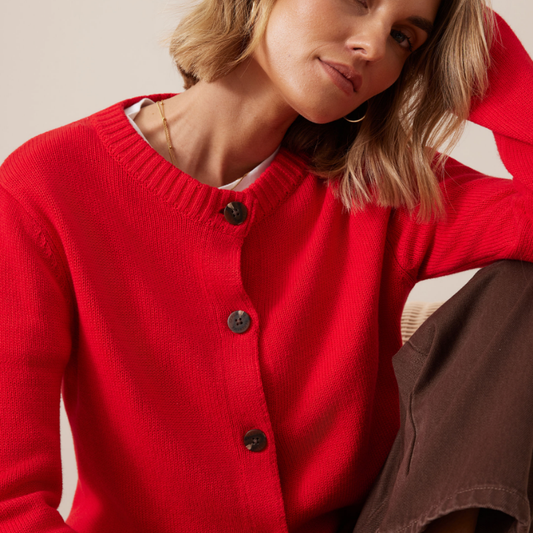Nelly Long Sleeve Knit Cardi – Fiery Red