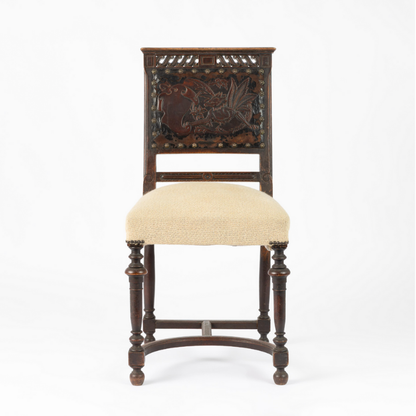 Carved Leather Back Chair