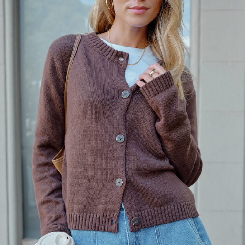 Nelly Long Sleeve Knit Cardi – Chocolate