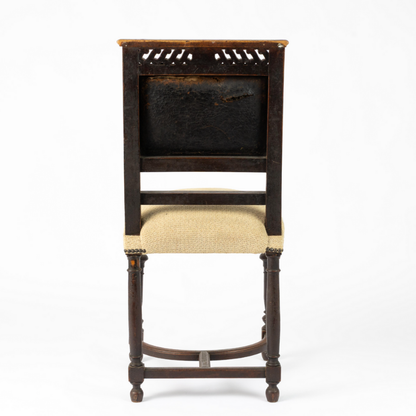 Carved Leather Back Chair