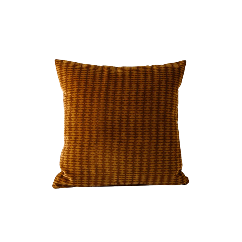 Hand Block Cushion – Tobacco Diamond