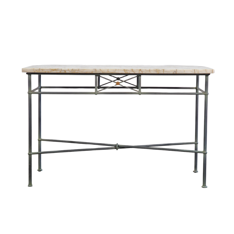 Wrought Iron And Marble Top Table
