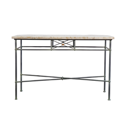 Wrought Iron And Marble Top Table