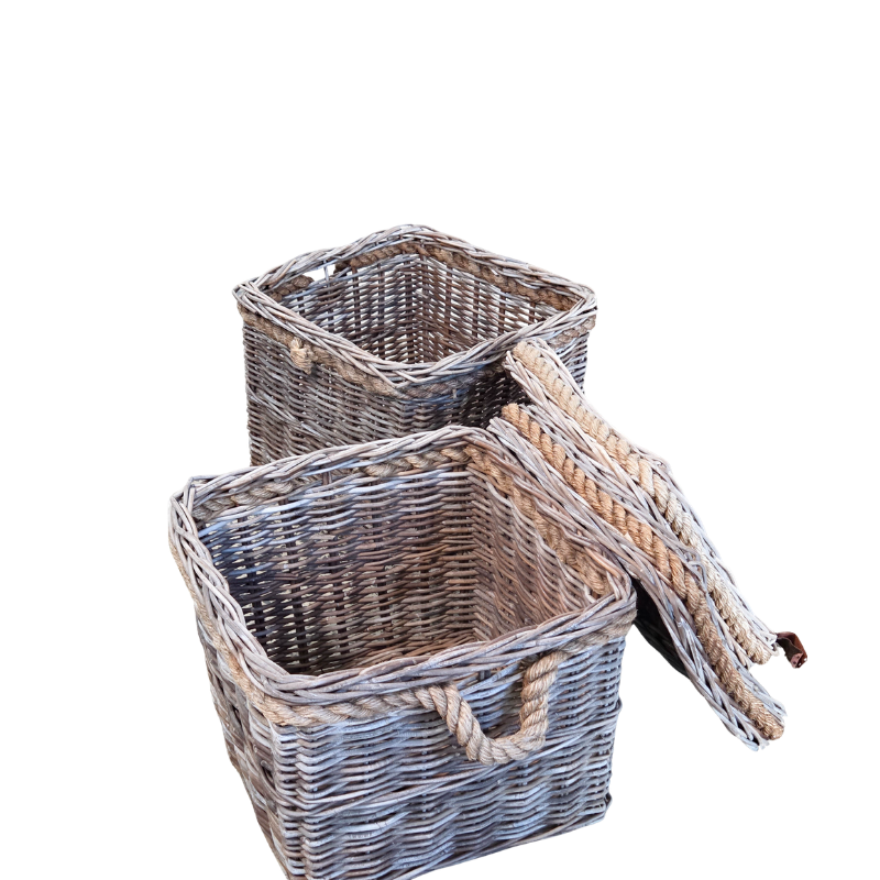 Aged Cane Lift Top Basket
