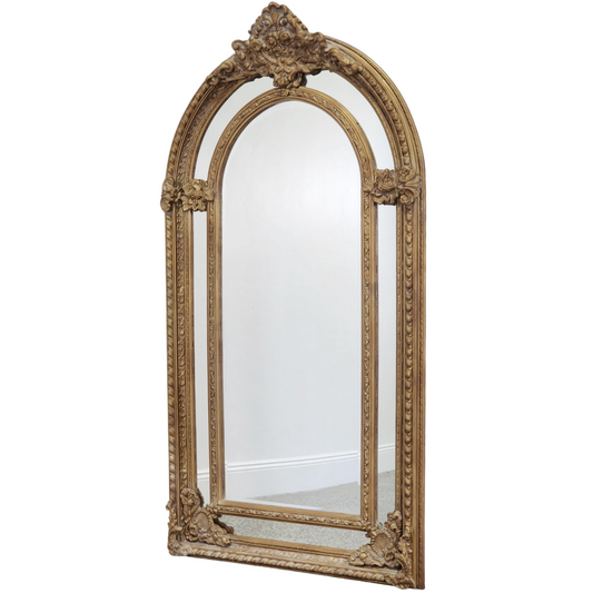 Large Gilt Arch Mirror With Vine Leaf Mouldings