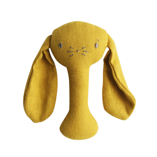 Bunny Rattle – Butterscotch Linen