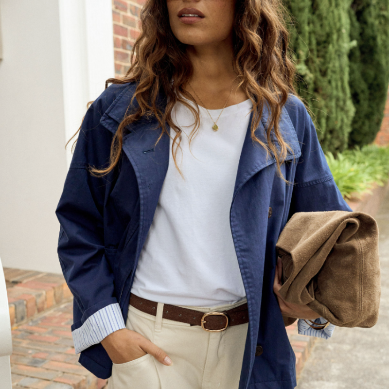 Dakota Funnel Neck Jacket – Navy