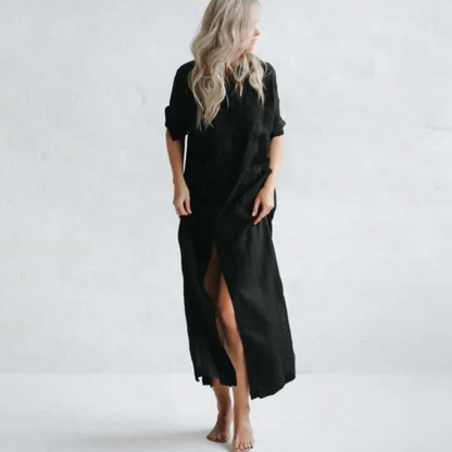 Baltic Linen Maxi Dress – Black