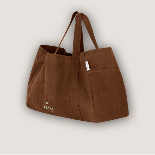 Beachy Keen Waxed Canvas Beach Bag - Chai Tea