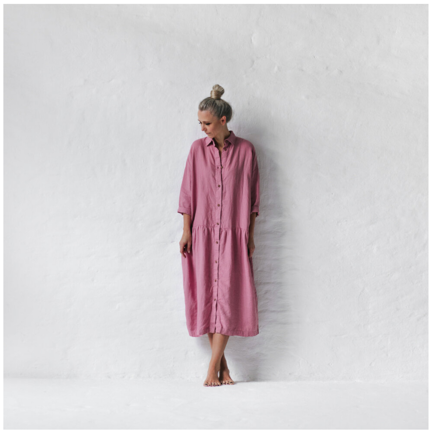 Baltic Linen Oversized Dress – Blossom Pink